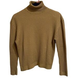 Barry Bricken Vintage Camel Cable Knit Turtle Neck Silk Size Medium